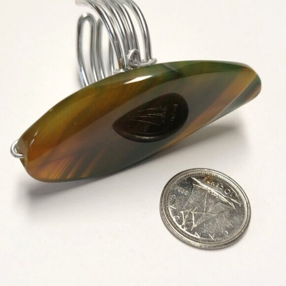 Green Agate Ring Adjustable Band Handmade Semi Precious Ring- Unique ! - Picture 4 of 9